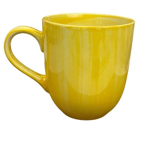 Citrus Grove Yellow Brush Stroke Hand Painted Coffee Mug Minimal Solid Spring - Picture 3 of 7